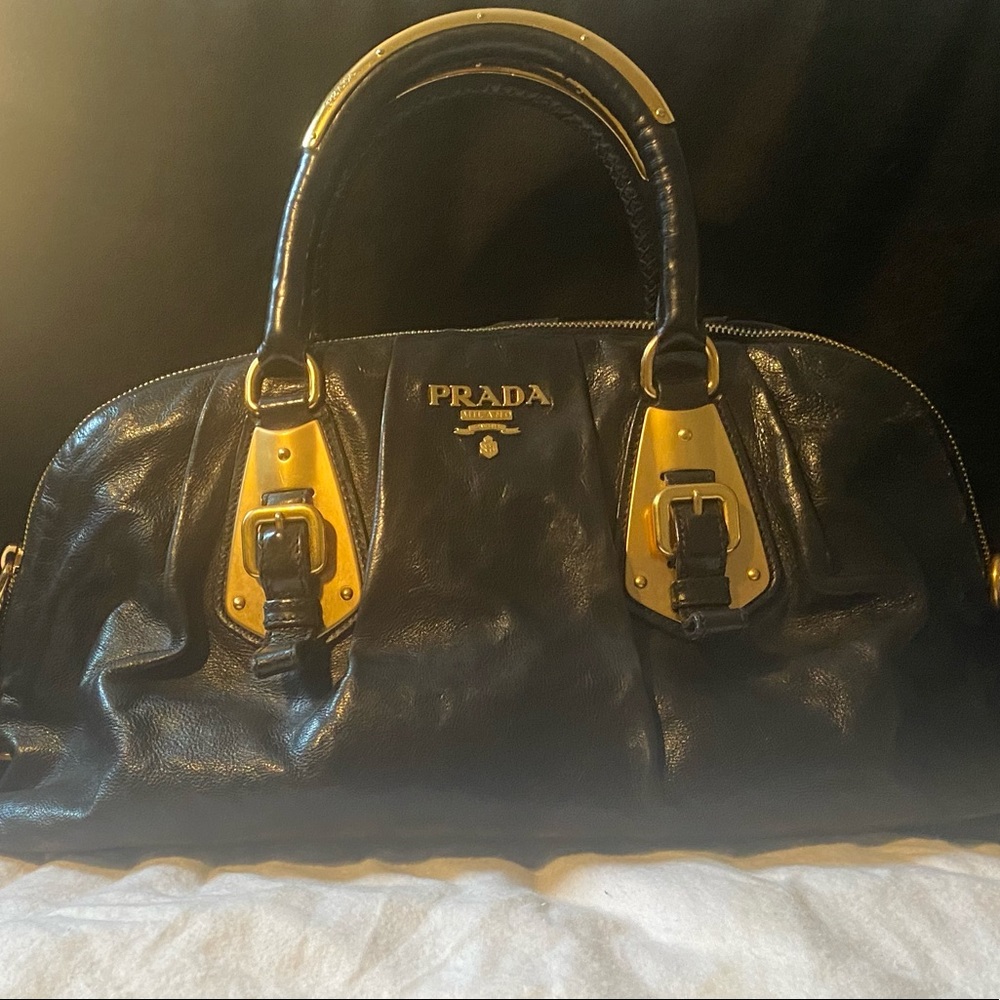 Prada Bag Leather Satchel w/ Gold hardware